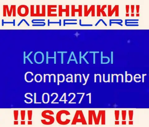 Регистрационный номер, под которым официально зарегистрирована компания ХэшФлэр ЛП: SL024271
