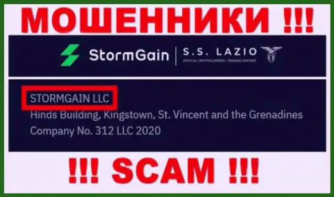 Сведения о юр лице StormGain Com - им является компания STORMGAIN LLC