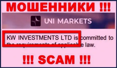 Руководством UNIMarkets Com оказалась контора - KW Investments Ltd