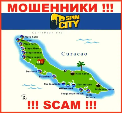 Юридическое место базирования Casino Spinc City на территории - Curacao