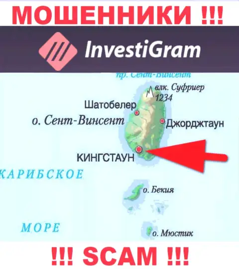 На своем интернет-портале InvestiGram указали, что они имеют регистрацию на территории - Kingstown, St. Vincent and the Grenadines