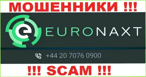 С какого именно номера телефона вас будут обманывать звонари из конторы Euronaxt LTD неизвестно, осторожно