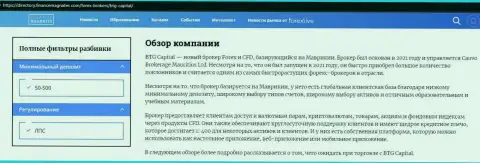 Обзор деятельности Форекс компании BTG-Capital Com на интернет-портале Директори Финансмагнат Ком