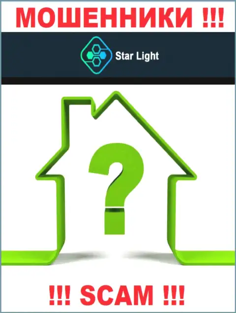 На официальном web-ресурсе Star Light 24 Вы не найдете вообще никаких данных об адресе регистрации