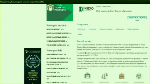 Обзорный материал об условиях для торгов FOREX дилера KIEXO, размещенный на сайте Директори ФинансМагнатес Ком