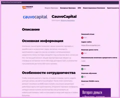 Обзорный материал о дилинговой компании КаувоКапитал Ком на сайте финансотзывы ком