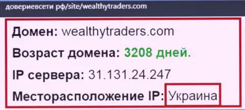 Украинская прописка брокерской организации Wealthy Traders, согласно справочной информации web-сервиса довериевсети рф