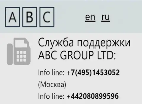 Номера брокерской организации ABC GROUP LTD